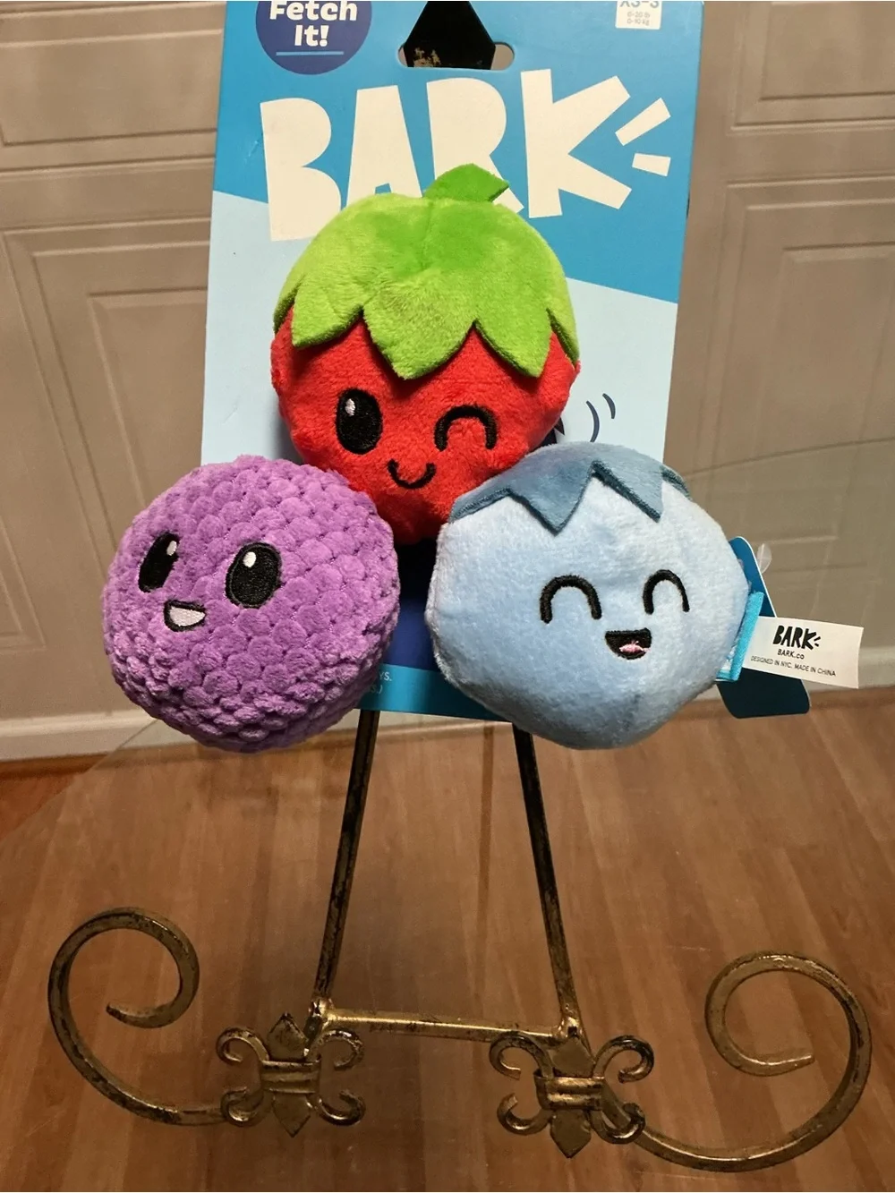 Bark Box Wild Berry Bunch Best Of Bark Plush Fetch 3 Piece S-M Dog Toy NWT